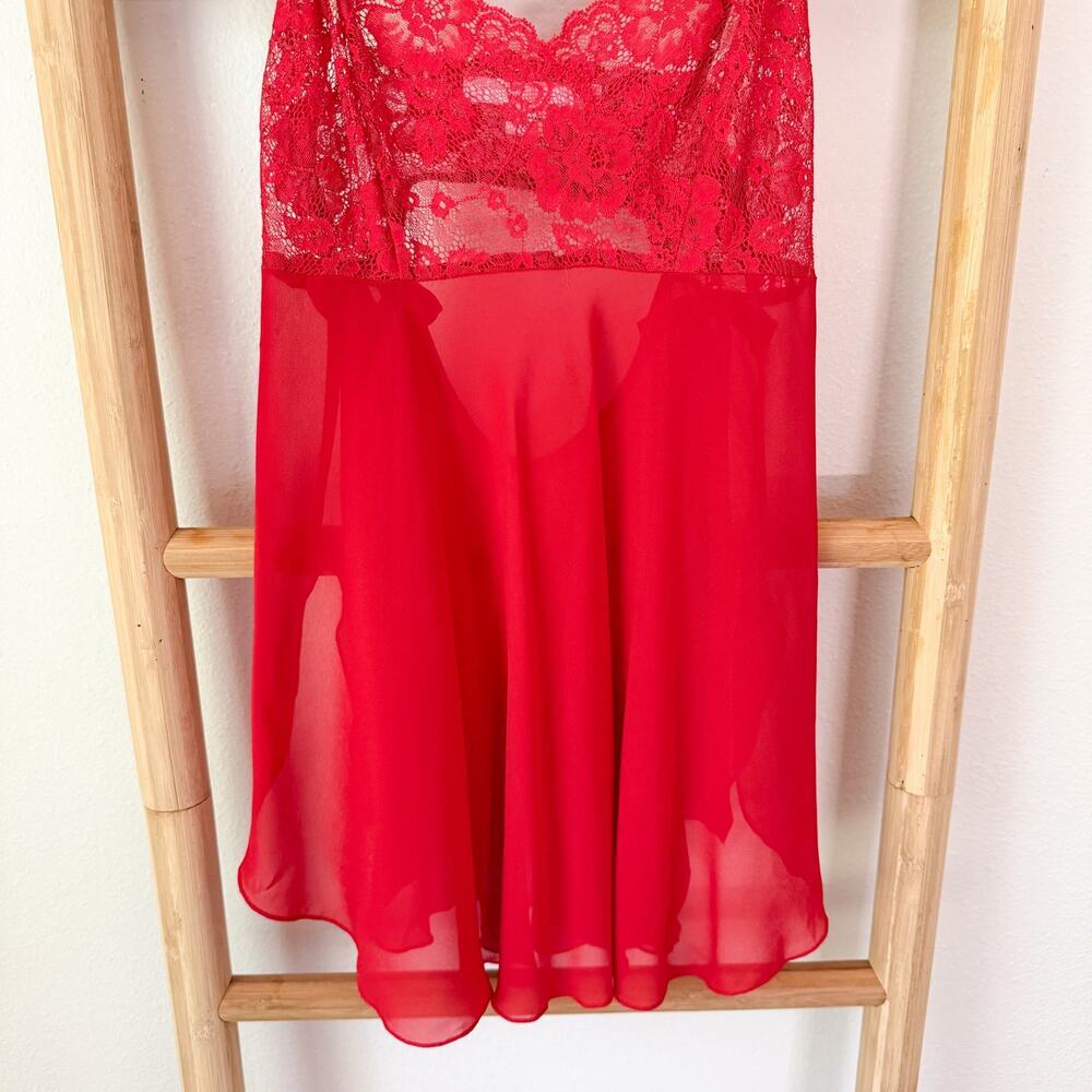 Victoria’s Secret Red Lace Sheer Babydoll Chemise Nightgown Y2K XS - Picture 3 of 8